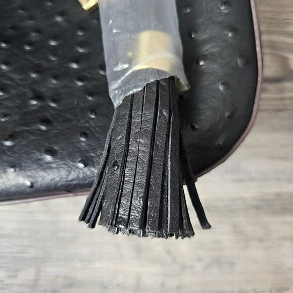 G.I.L.I. Veronica NEW Black Ostrich Embossed Leather Hobo Shoulder Bag - Picture 8 of 14